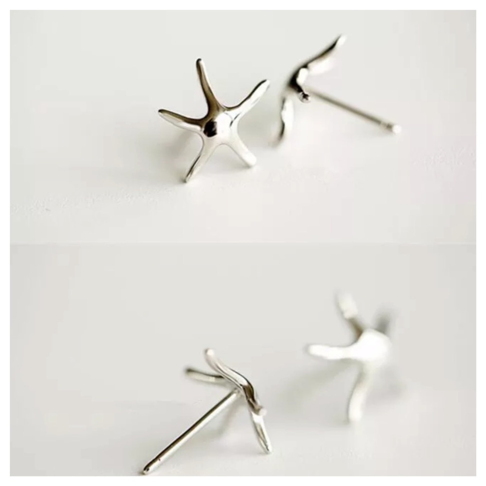 Dainty Silver Starfish Post Earrings - Picture 4 of 4